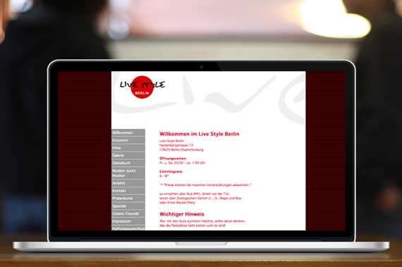 Website f&uuml;r Live Style Berlin