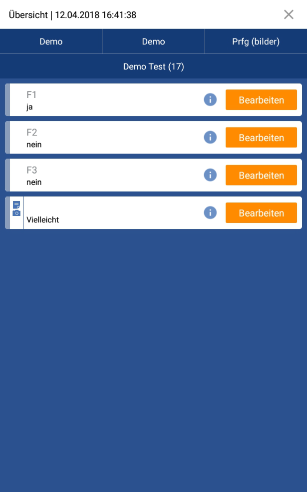 Fertiger Prototyp der Listenansicht- Q-Chess