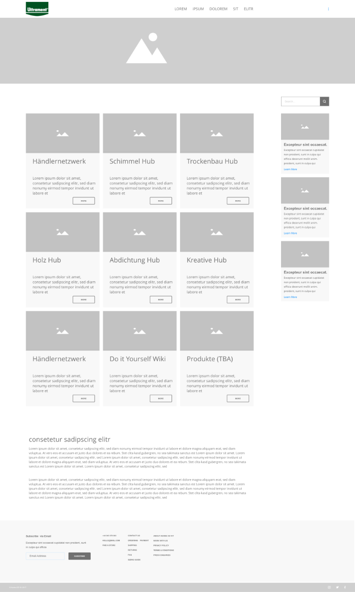Erstes Layout der Startseite - Ultrament